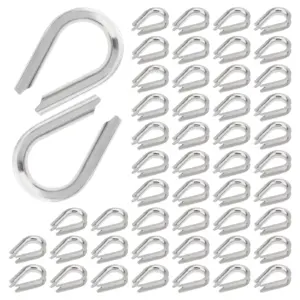 50pcs Stainless Steel M3 Wire Rope Thimble Rigging Clamp Set for 1/8 Inches Diameter Wire Rope Cable Thimbles Ring Clamp Kit