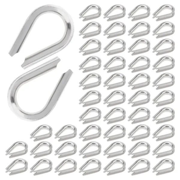 50pcs Stainless Steel M3 Wire Rope Thimble Rigging Clamp Set for 1/8 Inches Diameter Wire Rope Cable Thimbles Ring Clamp Kit