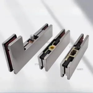 Stainless steel glass door clamp with frameless upper and lower spring doors straight clip glass door hardware accessories