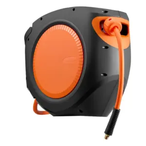 Retractable Air Hose Reel 3/8 Inch x 80 FT Hybrid Air Hose Max 300PSI Enclosed Air-Compressor Hoses Reel Auto Rewind with 6.6 f
