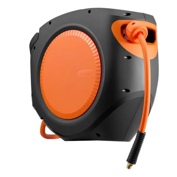 Retractable Air Hose Reel 3/8 Inch x 80 FT Hybrid Air Hose Max 300PSI Enclosed Air-Compressor Hoses Reel Auto Rewind with 6.6 f