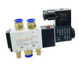 4V210-08  1/4" 2 Position 5 Port AirTAC Air Solenoid Valves Pneumatic Control Valve , 12v 24v 110v 220v