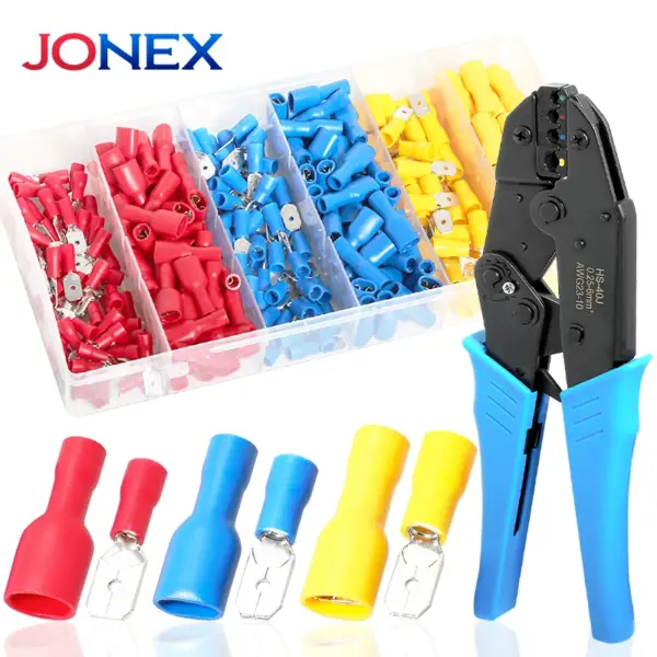 260PCS 6.3mm Spade Crimp Terminals Electrical Wire Connectors Insulated Male and Female For Quick Connection Cables Splice Plugs