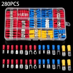 280Pcs Wire Connector Kit Assorted Electrical Wiring Cold Crimp Terminals Connectors Spade Male Female Insulated Tool Set