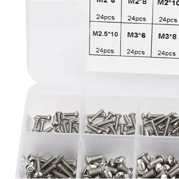 240Pcs M2 M2.5 M3 304 Stainless Steel Round Head Hexagon Socket Bolts Screws Allen Hexagon Screw Assortment Kit Hardware Tools