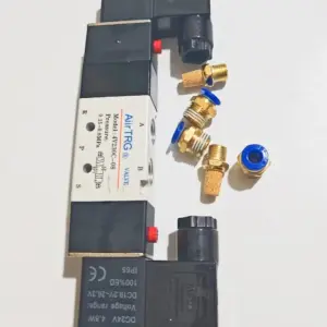 AIRTAC 4V230C-08 5 Way 3 Position 1/4" Pneumatic Solenoid Valve DC12V DC24V AC110V AC220V w Fittings Connector 4 6 8 10 12mm