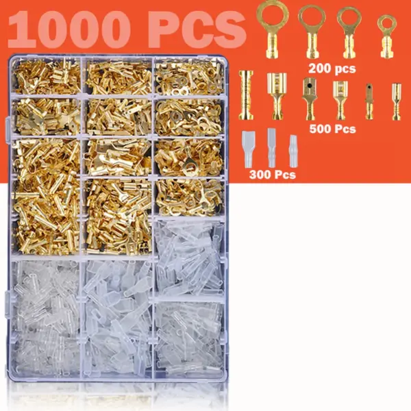 1000pcs Male Female Cable Connector Kit 2.8/4.8/6.3mm Electrical  Crimp Terminals Termin Spade Connectors Assorted Set