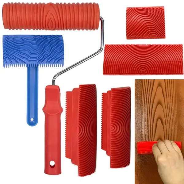 6Pcs 7 Inch Graining Painting Tool Wood Texture Paint Roller Wood Pattern Tools For Wall Room Art Wood Grain Tool Set