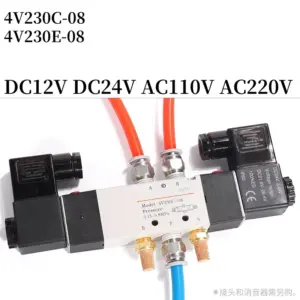 4V230C-08 4V230E-08 4V230P-08   5 Way 3 Position 1/4" Pneumatic Solenoid Valve DC12V DC24V AC110V AC220V