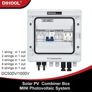 Solar PV Combiner Box With Lightning Circuit Breakers Fuses Protection Photovoltaic System Switch DC 500V 1000V Waterproof IP66
