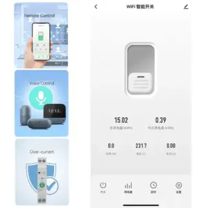 1-63A 1P+N For Tuya WiFi Smart Circuit Breaker Switch Kwh Metering Timer Relay MCB Voltage Current Protect Alexa/Google
