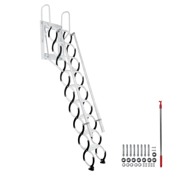 9/11Steps Invisible Pull Down Stairs Retractable Attic Telescopic Staircase with 2 Handrails for Home Indoor Outdoor