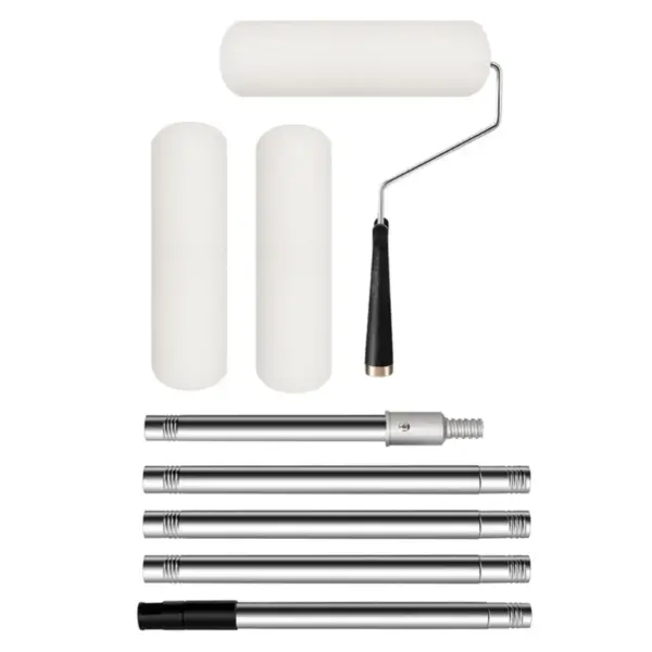 Stainless Steel Telescopic Paint Roller Extension Poles with 3 Brush Heads for Wall And Ceiling Painting Home Improvement Tools