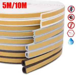 5M/10M Door Window Seal Strip Self-adhesive Acoustic Foam Sealing Strip Tape Insulation Windproof Rubber Weatherstrip