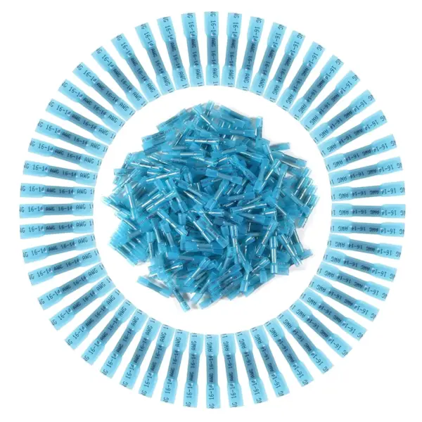 200pcs Heat Shrink Butt Connectors Blue 16-14 AWG Electrical Connectors Kit Wire Connectors Automotive Marine Crimp Connectors