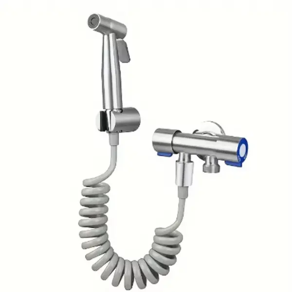 High pressure handheld shower kit - stainless steel bathroom cleaning spray gun with 4.8-inch hose and wall bracket