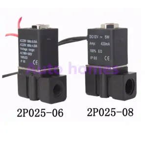 2P025-08 2P025-06 NBR 1/8" 1/4" NPT Electric Plastic Valve 2 Way Pneumatic Small Solenoid Valve Water Dispenser Solenoid Valve