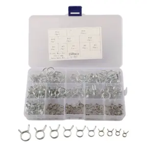 For Appliances Double Wire Hose Clamps Spring Loaded Clips Hardware Fixations 12mm Long Time Service Widely Used