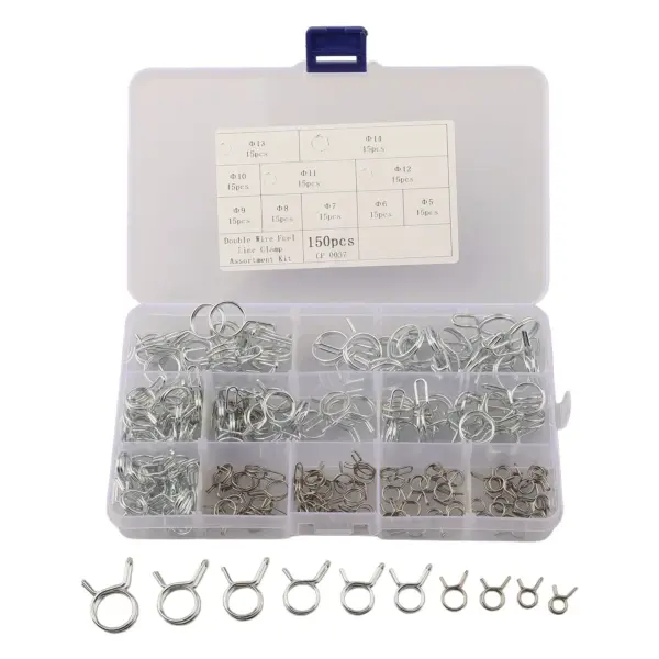 For Appliances Double Wire Hose Clamps Spring Loaded Clips Hardware Fixations 12mm Long Time Service Widely Used