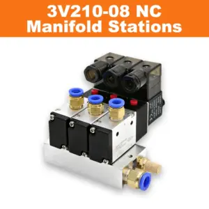 3V210-08 Pneumatic Solenoid Valve 12V 24V 110V 220V AC/DC 3 Port 2 Position Single Coil Pilot-Operated Air Valve with Fittings