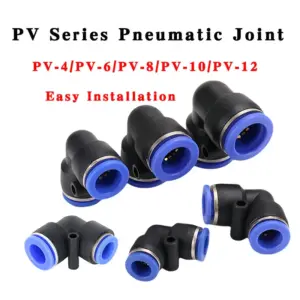 10/50PCS PV Series 90° Elbow Pneumatic Quick Joint Push-in 4-12mm for High Pressure Air Water Oil Plastic Pipe Easy Installation