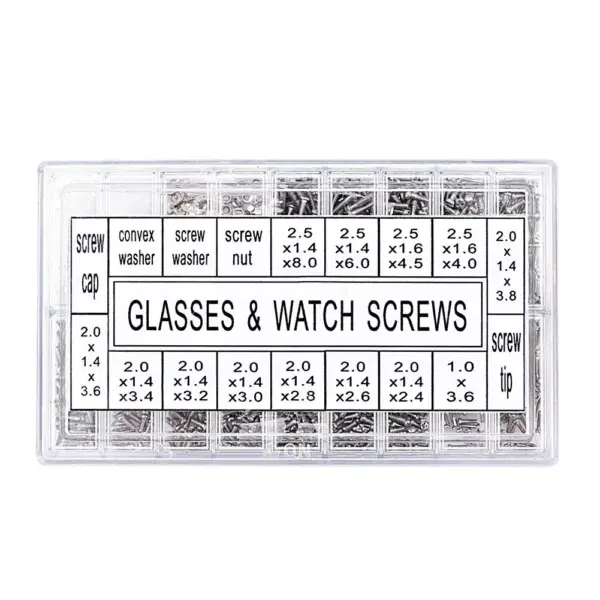 AB06 1000Pcs Stainless Steel Eyeglasses Watch Repair Screw Replacement Kit Set Tiny Screws Nut Assortment Repair Tool Kit Set