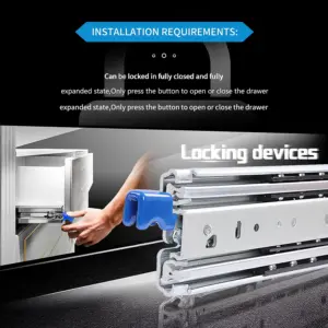 Top Quanlity With Lock 500LBS Heavy Duty Drawer Slides Sliding Drawer Rail Ball Bear Full Extension Heavy Load 3-Fold Guide Rail