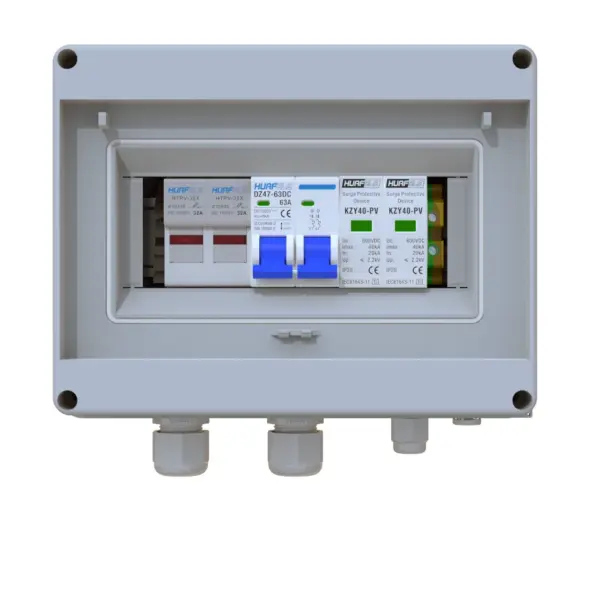 HT-8 Solar photovoltaic PV Combiner Box With Lightning Protection 1 in 1 out DC 600V Fuse MCB SPD Waterproof Box IP65 Wholesale