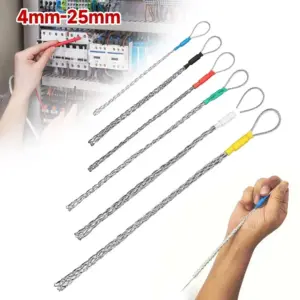 Galvanized Metal Cable Pulling Socks Steel Mesh Anti-Slip Design Wire Grips Multi-size Flexible Eye Pipe Conduit Puller