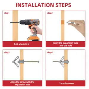 100pcs Drywall Anchor Kit Hollow Wall Anchors Plasterboard Plugs Screws Butterfly Expansion Tube Pipe 50 Set