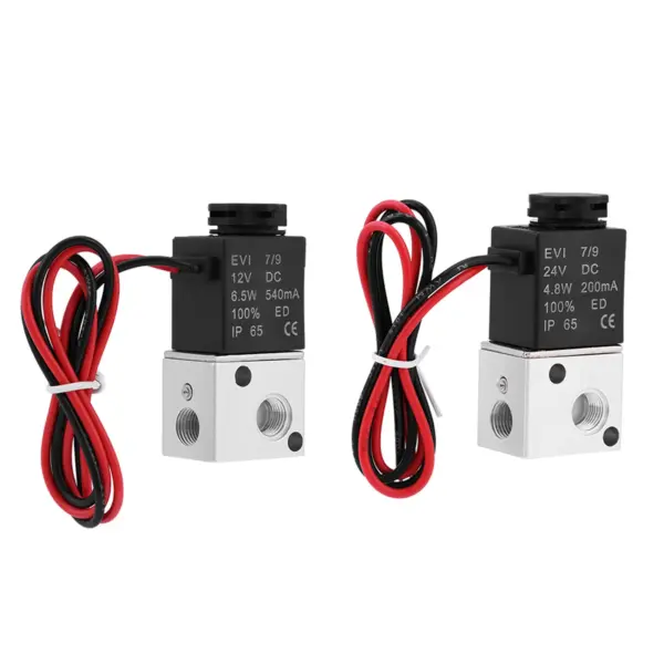 NC Solenoid Valve 3V1‑06 12V/24V 3 Way 2 Position 1/8"  Normally Closed Pneumatic Solenoid Air Valve Solenoid Air Valve