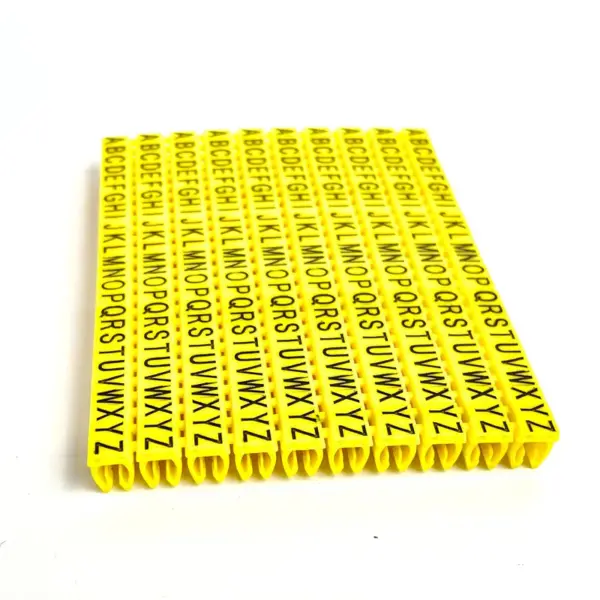 Plastic cable marking clip m-0 m-1 m-2 m-3 alphabit cable marking AZ cable size 1.5 SQMM yellow cable insulation cable marking