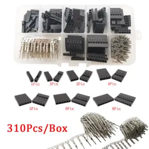 310Pcs/Box Male Female Crimp Terminals Connector 2.54mm Pitch 1/2/3/4/5/6/8 Pin Plastic Housing DIY Kits Wire Jumper Connector