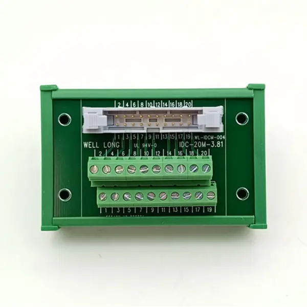 DIN Rail Mount IDC20 2x10Pins 0.1" Male Header Breakout Board, Terminal Block, Connector.