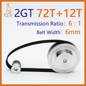 72Teeth 12Teeth 2GT Timing Pulley Set Belt Width 6mm Reduction 6:1 3D Printer Pulleys 72T 12T Synchronous Wheels GT2 Pulley Kit