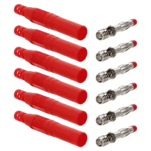 6Pcs Pure Copper Banana Plugs 4Mm Shrouded Safety Connectors Solderable Speaker Wire Cable Plugs for Multimeter Test Leads Audio