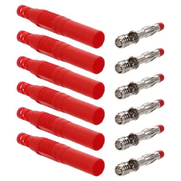 6Pcs Pure Copper Banana Plugs 4Mm Shrouded Safety Connectors Solderable Speaker Wire Cable Plugs for Multimeter Test Leads Audio