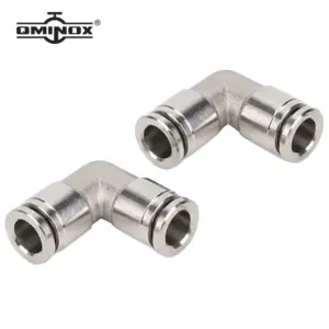 SS304 pneumatic PV Fitting L Type 90 Degree Union Elbow Push To Connect Pneumatic PV Quick SS304 Connector L-shaped bend 4-16mm