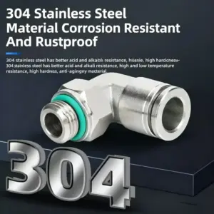 10Pcs 304 Stainless Steel PL-G  1/8 1/4 3/8 Threaded Elbow Right Angle L-Type Pneumatic Quick Push-In Fitting with Sealing Ring