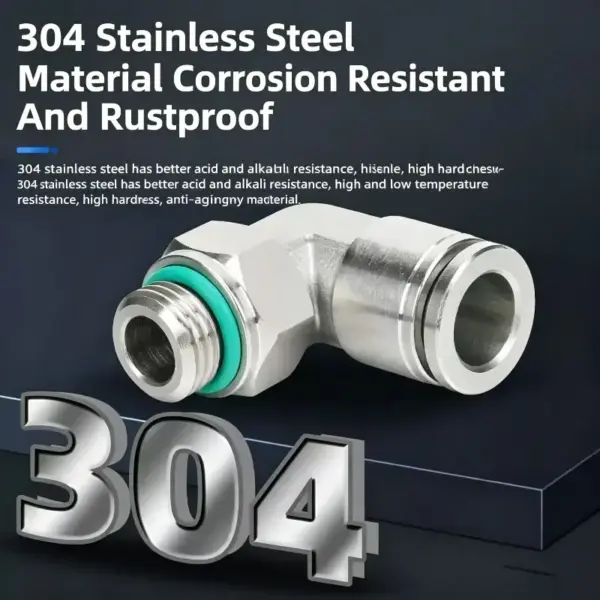 10Pcs 304 Stainless Steel PL-G  1/8 1/4 3/8 Threaded Elbow Right Angle L-Type Pneumatic Quick Push-In Fitting with Sealing Ring