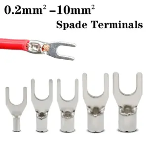250/500PCS Pure Copper Fork Crimp Terminal Non Insulated Spade Terminals DSN/SNB For Splice Electricals Cable Wire End Connector