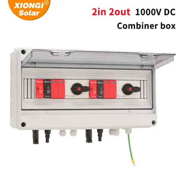 1000V 2 input 2 out Solar PV Combiner Box DC Surge Lightning Protection IP65 Outdoor Waterproof Boxes Fuse MCB SPD Disconnector