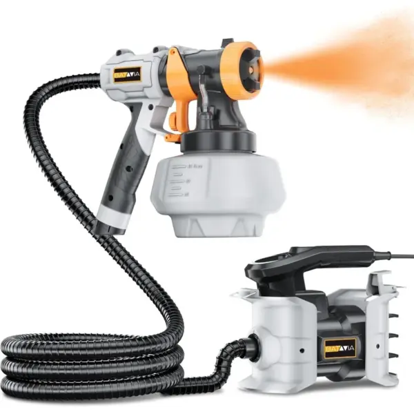 Upgraded 700W HVLP High Power Paint Sprayer with 6FT Air Hose 4 Nozzles and 3 Spray Patterns for Efficient House Painting Furni