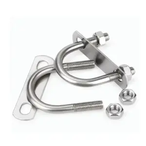 M6 M8 U Bolt Pipe Clamp Set 304 Stainless Steel - Round U Type Tube Holder with 2 Nuts & Flat Plate / Fixed Buckle for Plumbing