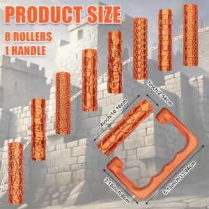 Multi Pattern 3d Printed Clay Texture Roller With Handle Practical Pottery Tool Miniature Tabletop Craft Art Diy Handmade Making