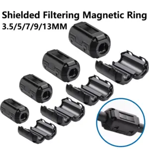 20PCS 3.5/5/7/9/13m  Black Magnetic Snap-on Noise Filter Ring Core Ferrite Bead Clamp Choke Coil EMI RFI  Clip Snap Cable for