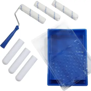 6-Inch Foam Paint Roller Set with Tray and 9 Refills for Smooth Finishes on Walls and Cabinets