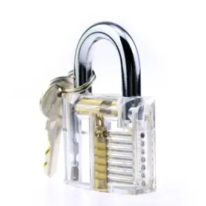 Locksmith Tools Transparent Lock Training Lock with Keys,Transparent Visible Structure Lock,LockPick Set for Beginner Practice