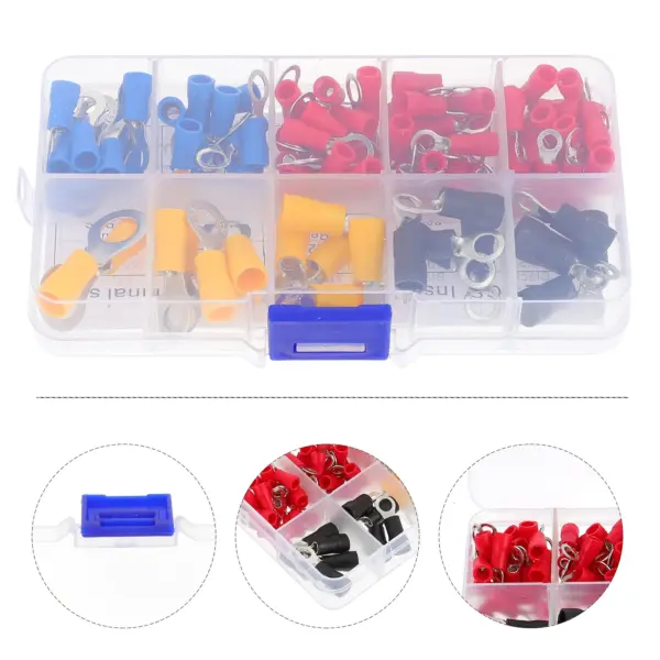 102Pcs Insulated Terminal Kit Ring Fork Hook Quick Disconnect Crimp Connectors for Auto Marine Electrical Projects Stable High