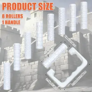 9 Piece Texture Roller Set for Clay Artists Featuring Road Stone Wall and Brick Patterns for Modeling and Sculpting